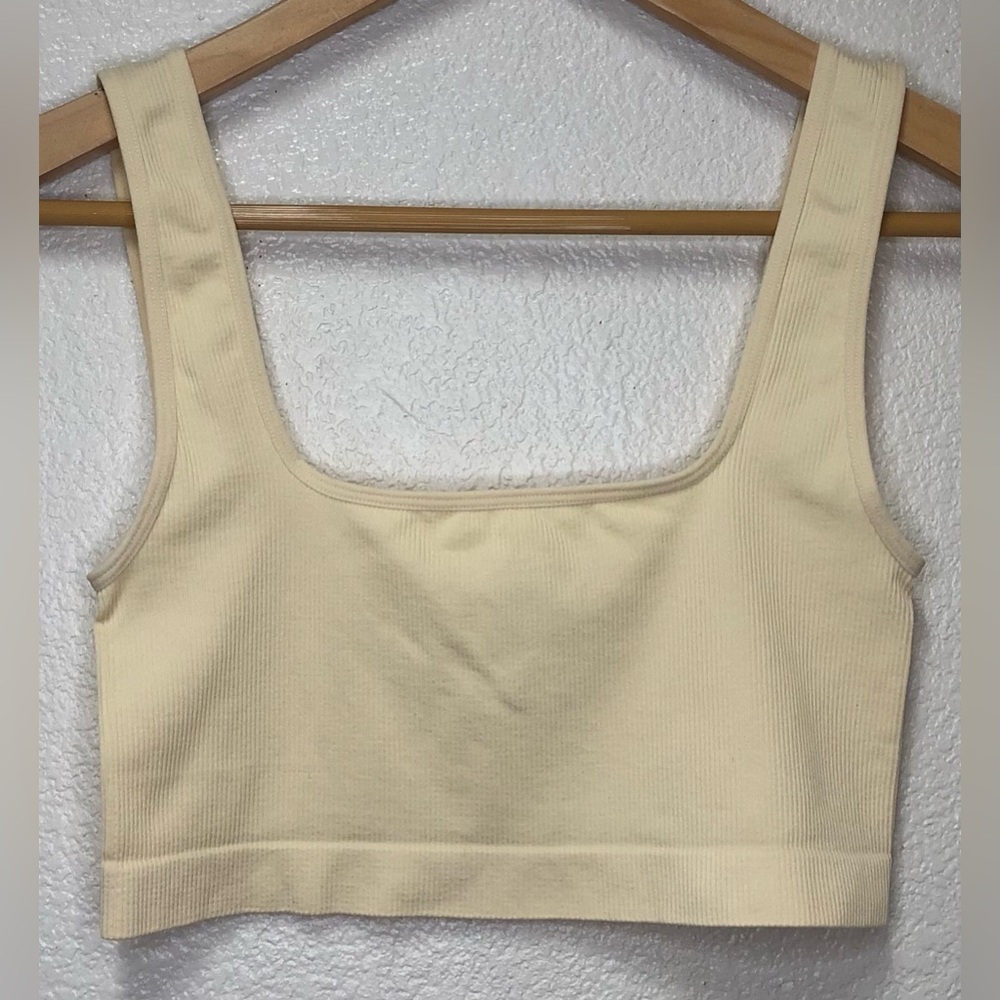 Forever 21 crop top tank ribbed cream bone medium